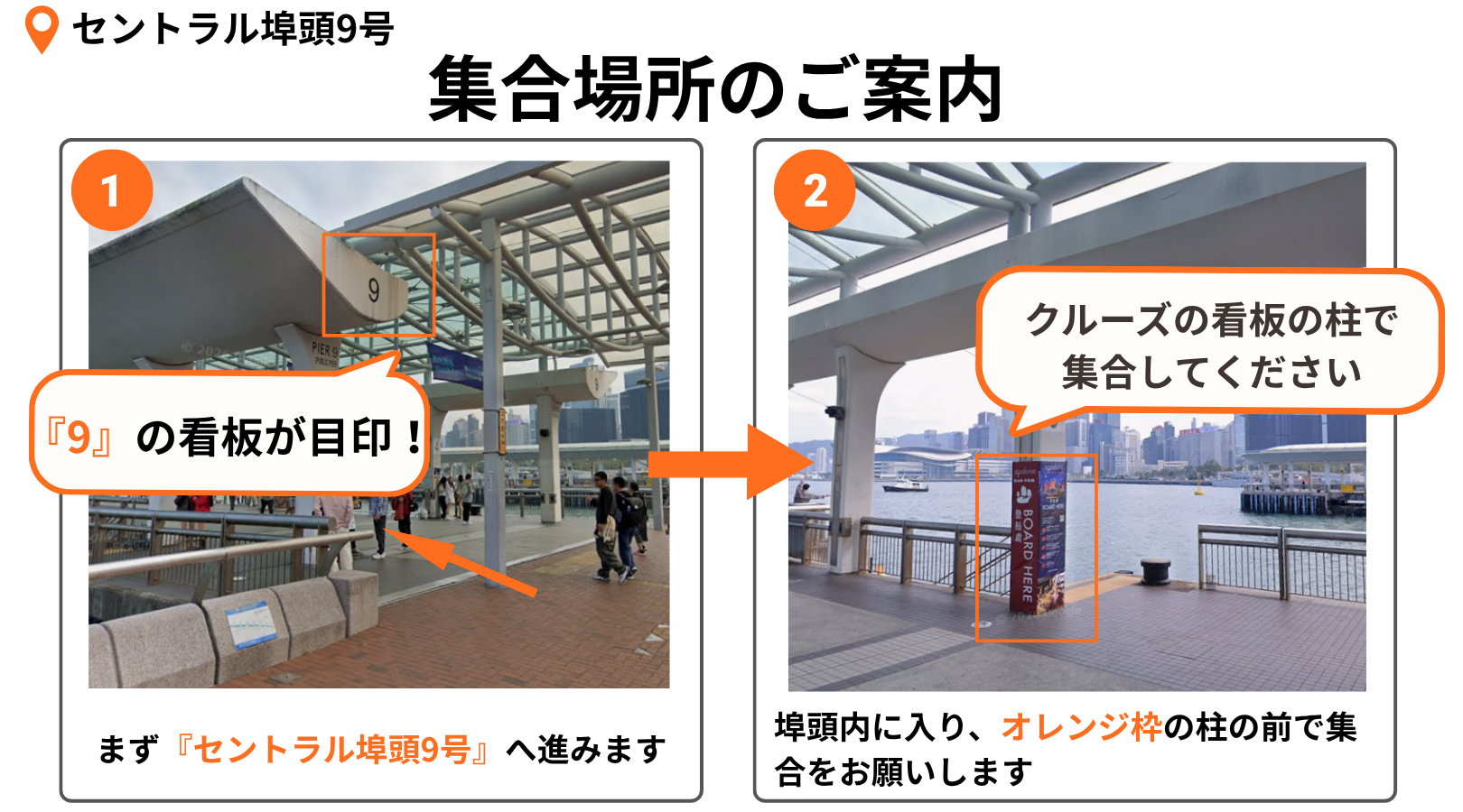 セントラル埠頭9号に集合・チェックイン
